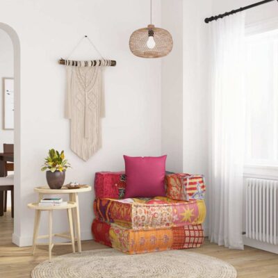 Modulsofa med pude i patchwork