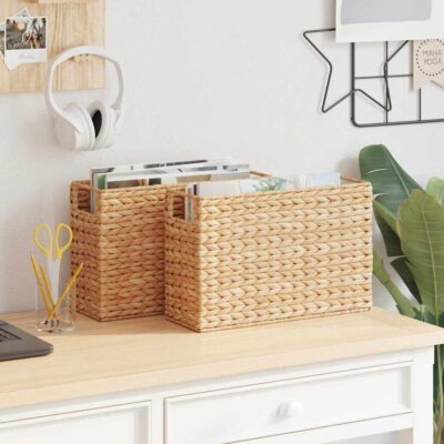 Opbevaringskurve i naturmateriale med håndtag