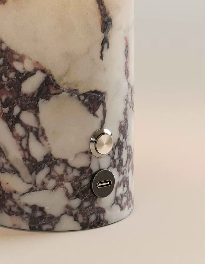 Marmor Bordlampe med Stofskærm – Trådløs, Dæmpbar LED & Touch - Billede 7